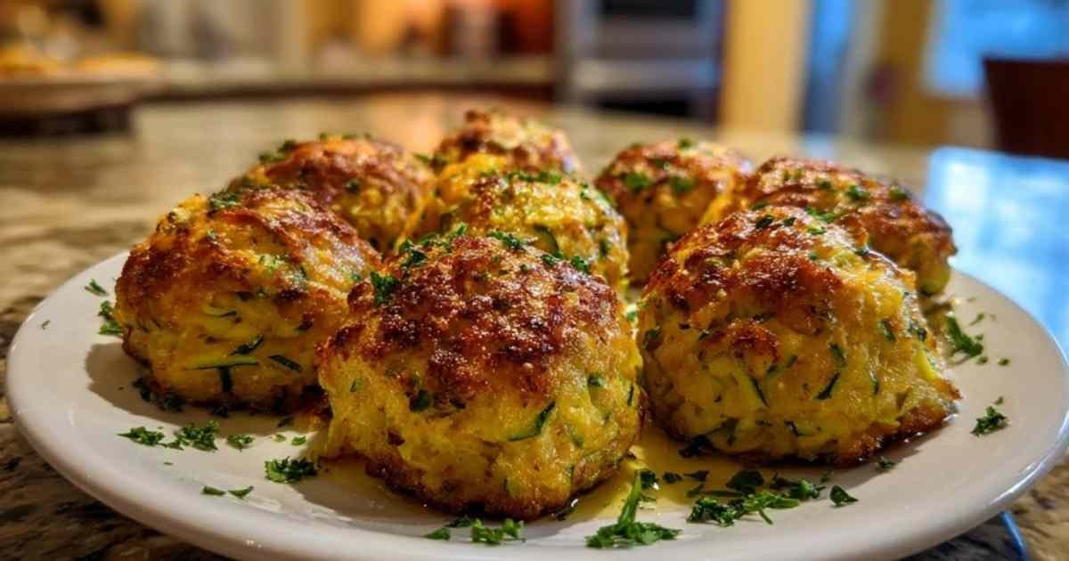 Boulettes courgettes servies assiette sauce tzatziki