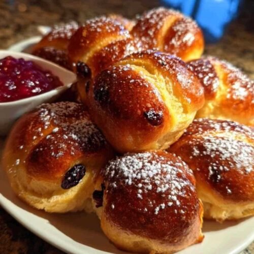 Petites brioches yaourt raisins dorées four cuisson