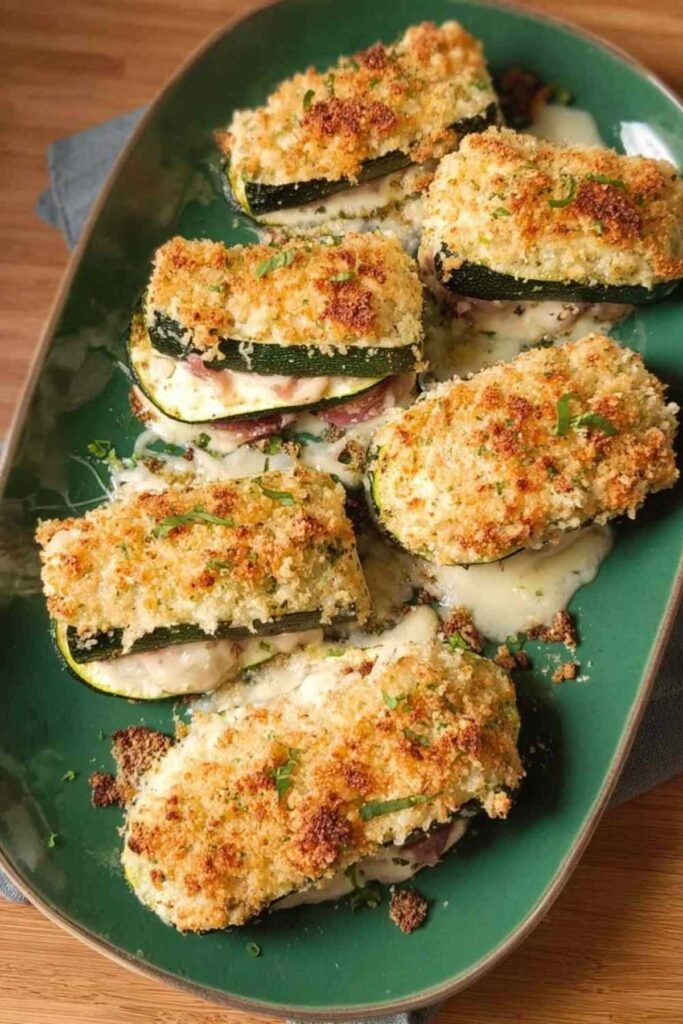 Cordons bleus de courgettes croustillants et dorés prêts à servir