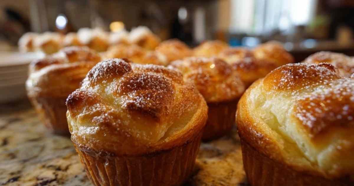 Cruffins maison dorés et feuilletés dans des moules à muffins
