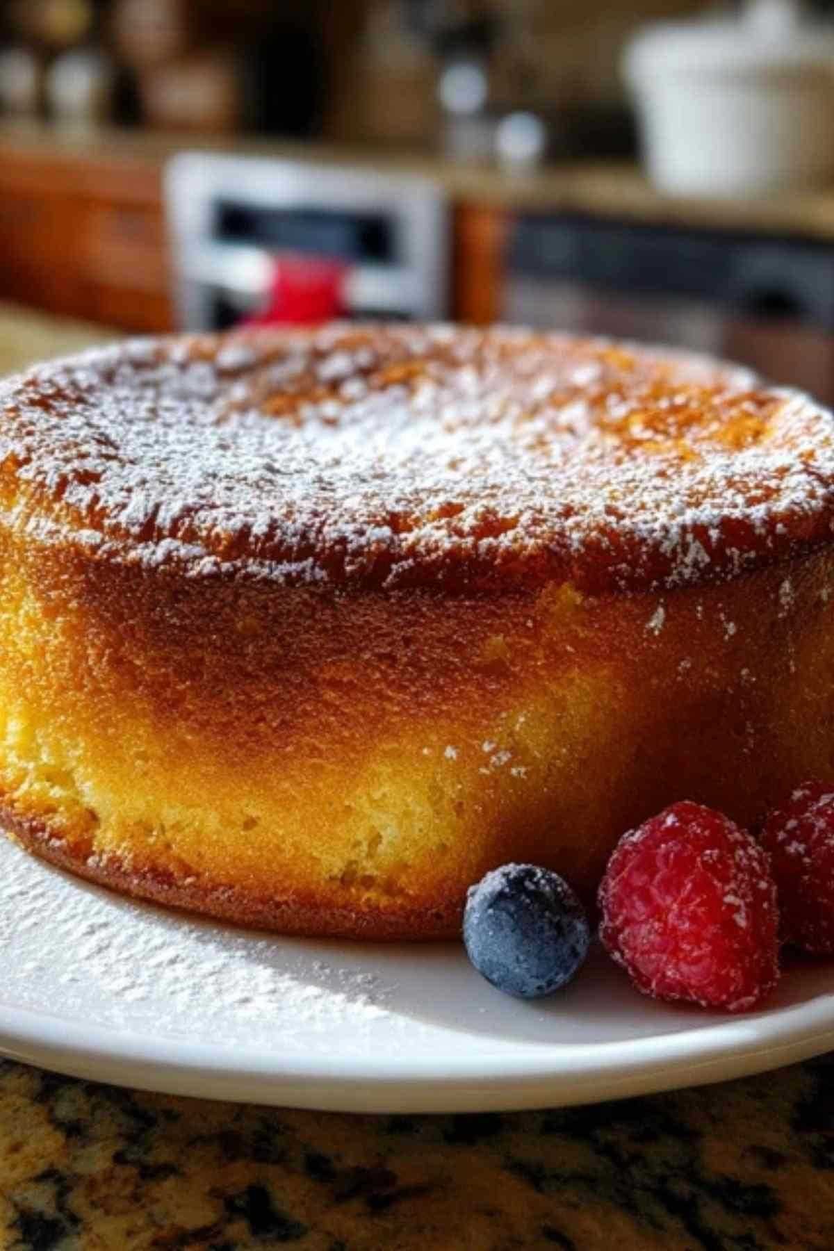 Tranche de gâteau au yaourt sans sucre avec texture moelleuse visible