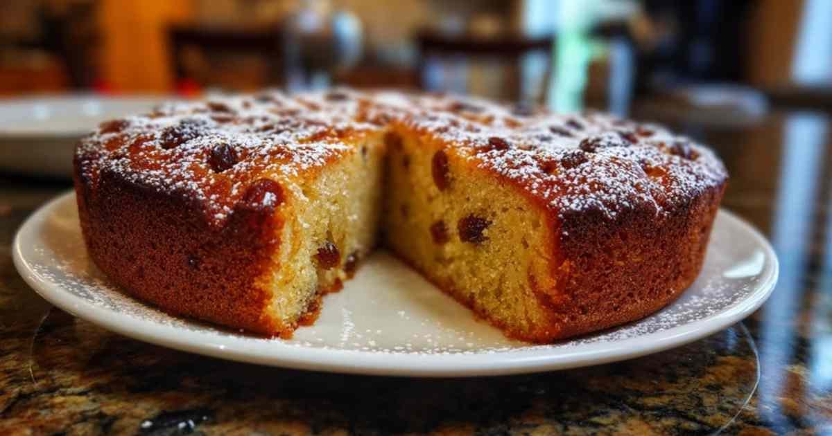 Moelleux frangipane au rhum aux raisins doré sur grille de refroidissement