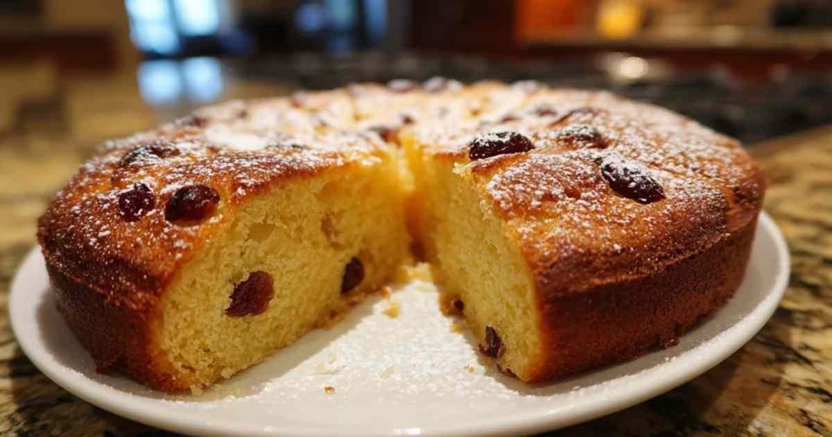 Tranche moelleux frangipane au rhum texture fondante raisins visibles