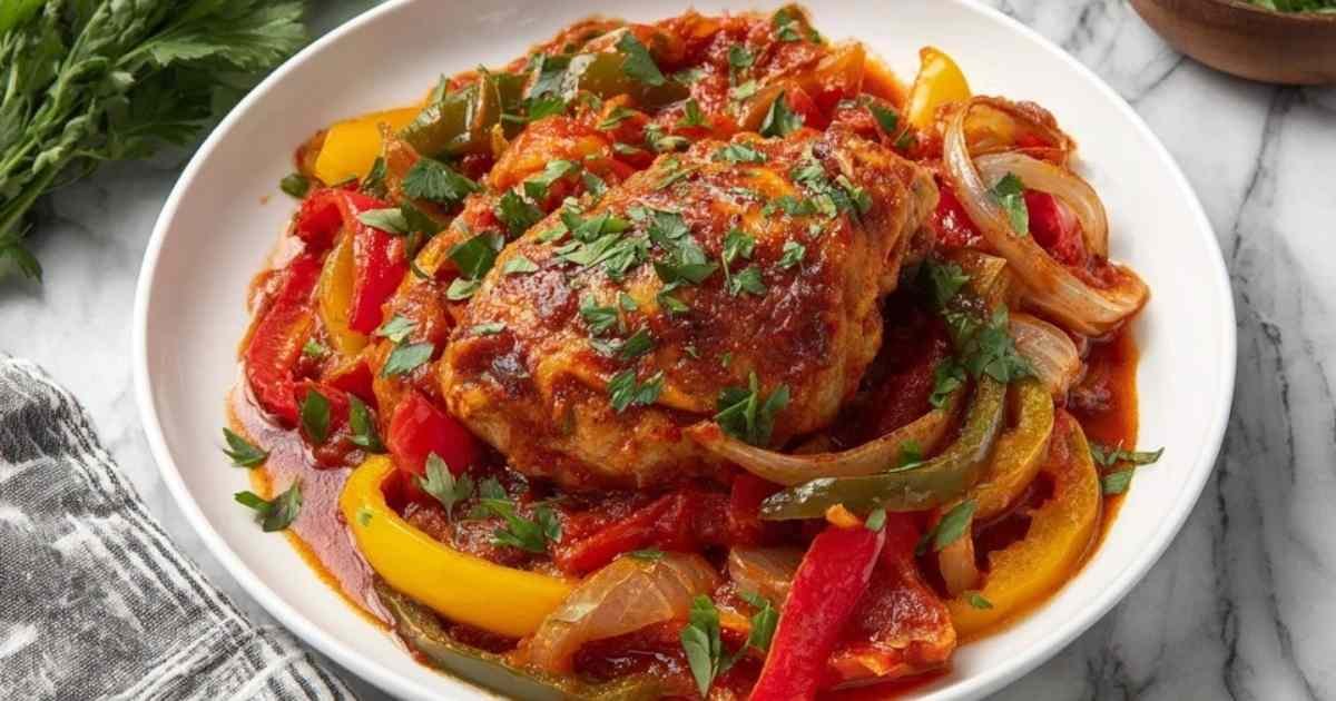 Poulet mijotant avec légumes dans une cocotte en fonte
