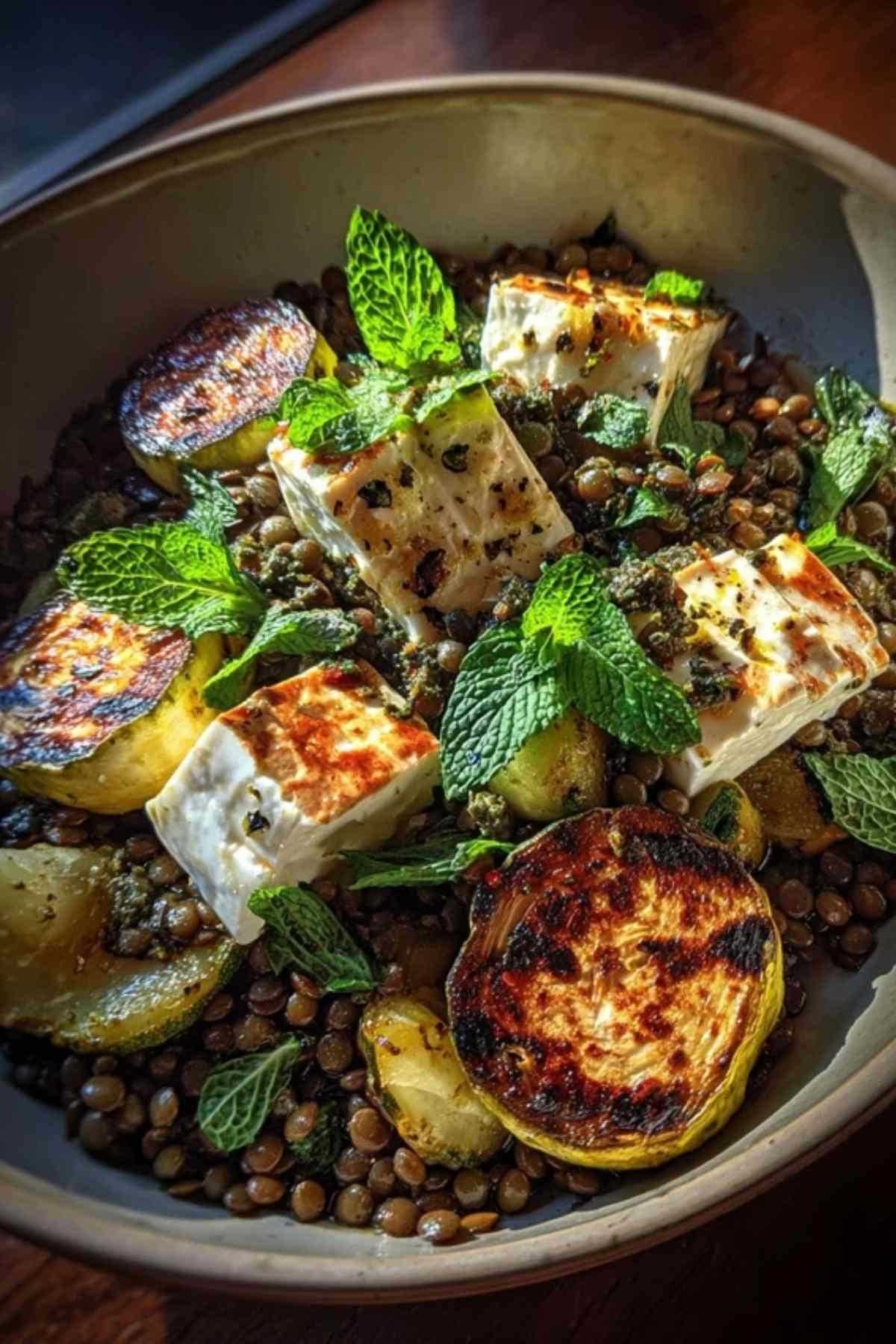 salade de lentilles courgettes feta