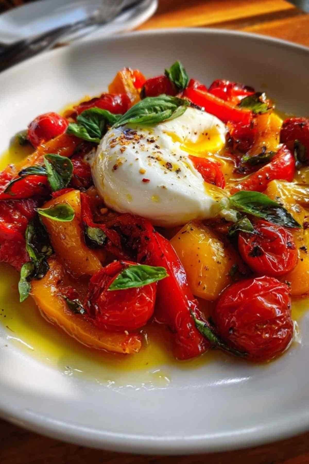 salade de poivrons grillés à la burrata