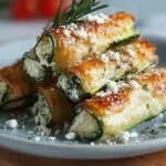 Cigares de courgettes croustillants au fromage servis avec sauce au yaourt