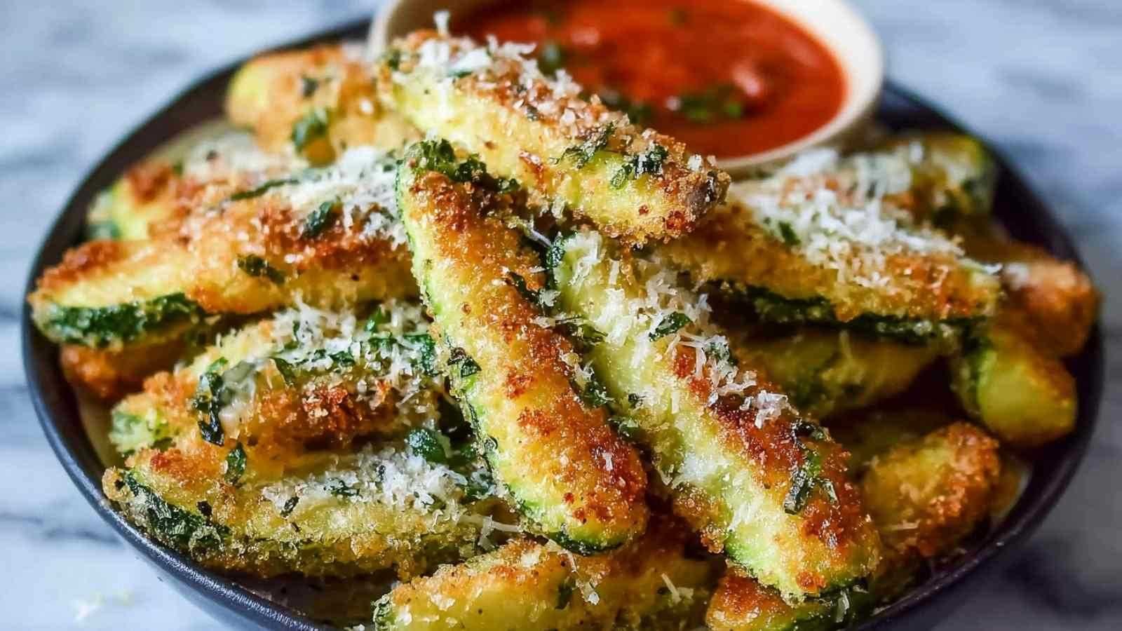 Carrés de fromage grillé avec croûte de courgette avant cuisson
