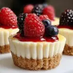 Mini cheesecakes individuels sur assiette blanche