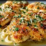 Poulet Romano au citron doré servi avec des légumes
