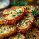 Quartiers pommes terre croustillants ail parmesan servis persil