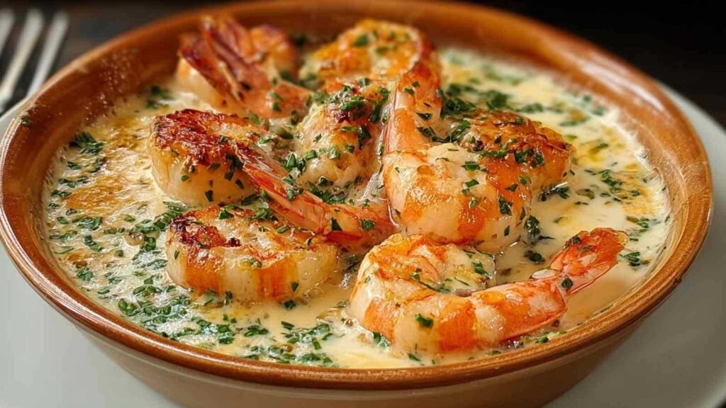 Cassolettes gambas Saint-Jacques sauce crémeuse dorées au four