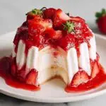 Charlotte au fraise élégante garnie de fraises fraîches