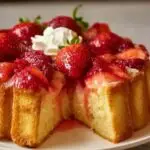 Charlotte aux fraises française traditionnelle avec biscuits à la cuillère et fraises fraîches