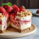 Cheesecake croquant aux fraises sans cuisson avec garniture croustillante