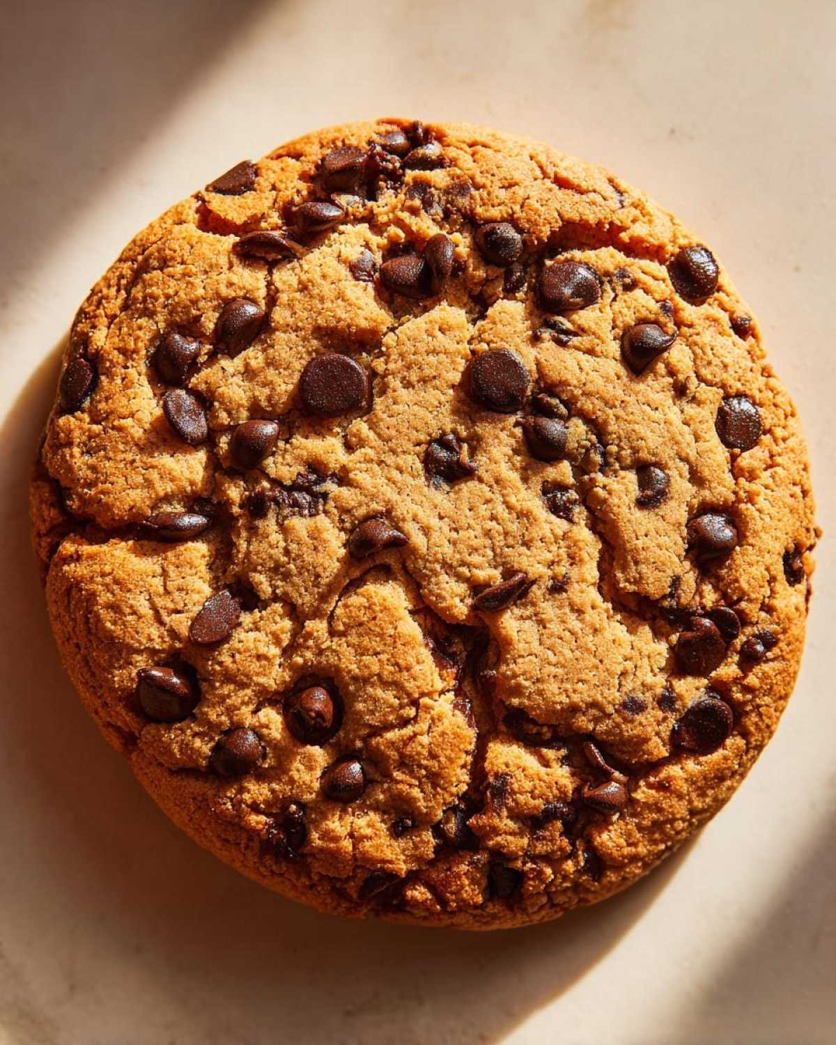 Gros plan d'un cookie géant au chocolat, parfait pour un régime keto.