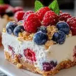 Délice aux baies sans cuisson multicouche avec baies fraîches