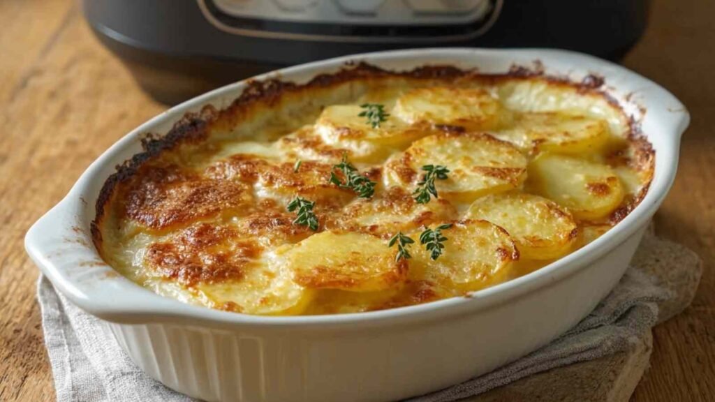 Gratin dauphinois airfryer doré et crémeux prêt à servir