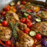 One-pan poulet légumes méditerranéens dans une grande poêle