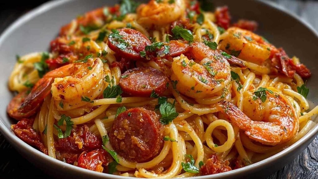 Recette spaghetti chorizo crevettes gourmands avec crème fraîche
